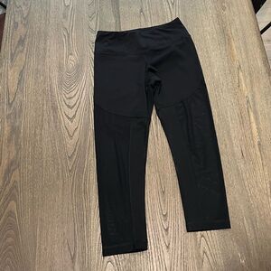90 Degree by Reflex Black Cropped Mesh Panel Athletic Leggings Size M